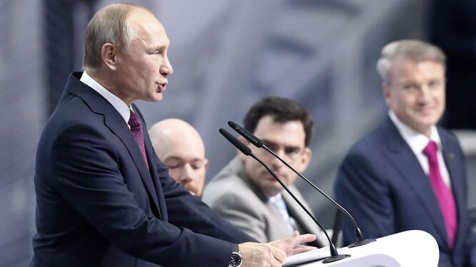 El presidente ruso, Vladimir Putin, en un acto celebrado ayer en Moscú.