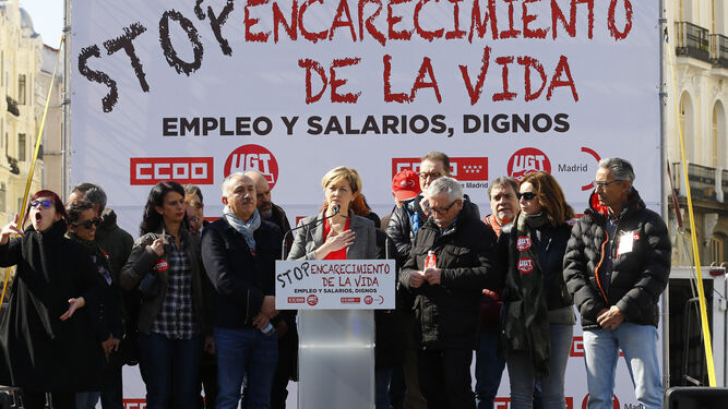 Lectura del manifiesto en la manifestación celebrada en Madrid.