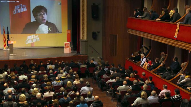 Acto de campaña de Junts per Catalunya ayer en Mollerussa.