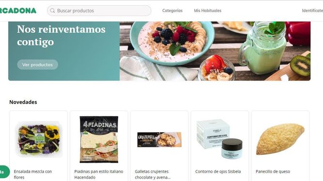 Captura de la web del nuevo servicio 'on line' de Mercadona.
