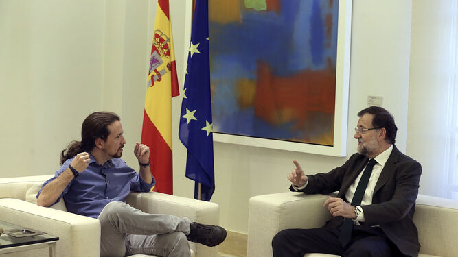Rajoy e Iglesias en la última reunión que mantuvieron en La Moncloa.