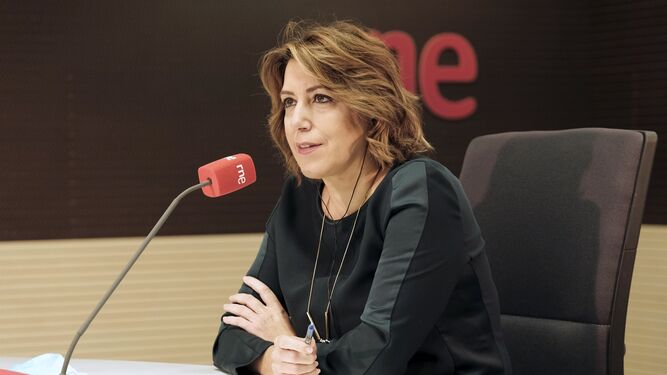 La secretaria general del PSOE-A, Susana Díaz, en la entrevista concedida esta mañana a RNE.
