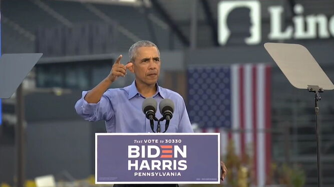 Barack Obama, durante la campaña electoral de Joe Biden para las elecciones de Estados Unidos.