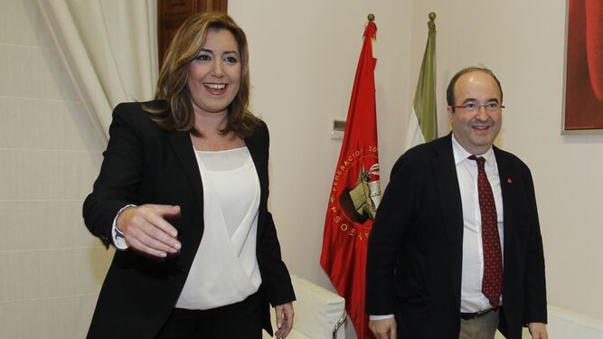 Susana Díaz y Miquel Iceta el jueves pasado en la sede del PSOE andaluz.
