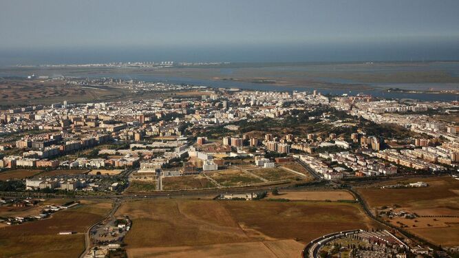 Vista aérea de Huelva capital.
