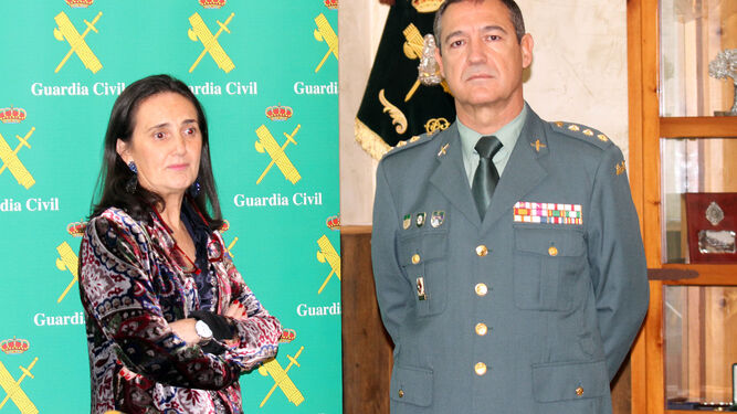 La subdelegada del Gobierno y el coronel jefe de la Guardia Civil ayer en la Comandancia de Huelva.
