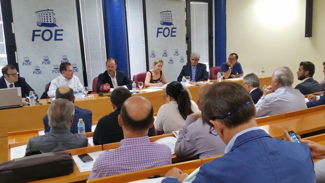 García-Palacios preside la junta directiva de la FOE, ayer.