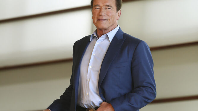 Arnold Schwarzenegger, ayer en San Sebastián.