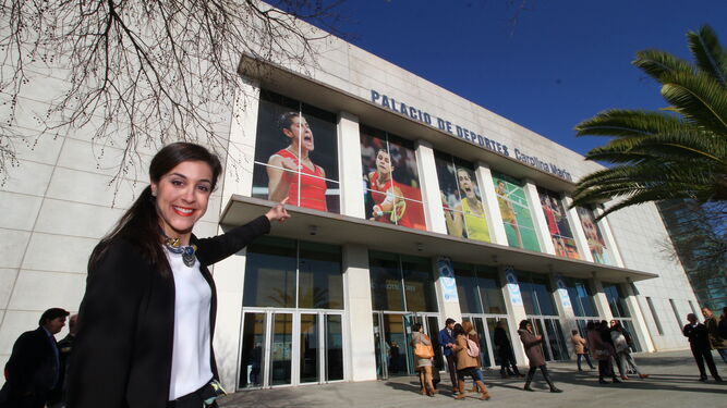 Carolina Marín, durante el acto en el que se procedió a darle su nombre al Palacio de Deportes; en ese escenario la onubense intentará sumar en abril su cuarto título de Europa.