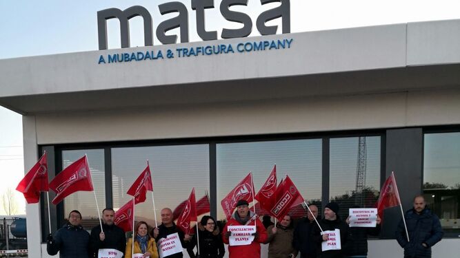 Los representantes sindicales, en Matsa.