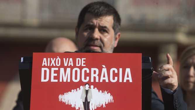 Jordi Sànchez, en una imagen de archivo, durante un mitin de la Asamblea Nacional Catalana.