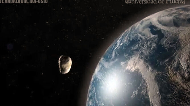 Reproducción simulada del acercamiento de un meteoroide a la atmósfera terrestre.