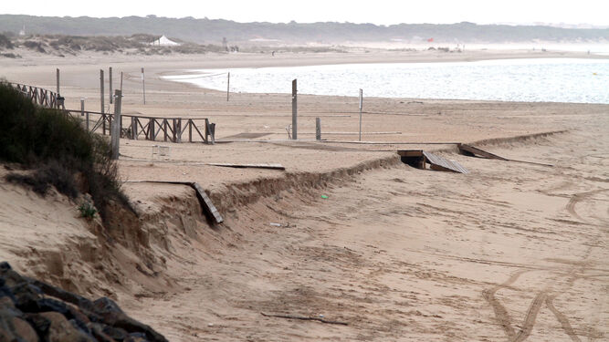 Daños ocasionados por los temporales en el litoral de la provincia de Huelva.