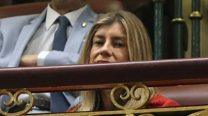 Begoña Gómez, mujer de Pedro Sánchez, en la tribuna de invitados del Congreso.