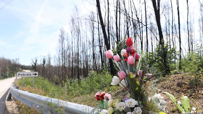 Los vecinos de la comarca de Pedrogao Grande colocaron algunos ramos de flores en recuerdo a las víctimas del incendio de hace un año.