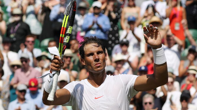 Rafael Nadal, tras vencer a Alex De Miñaur en su partido de tercer ronda de Wimbledon.
