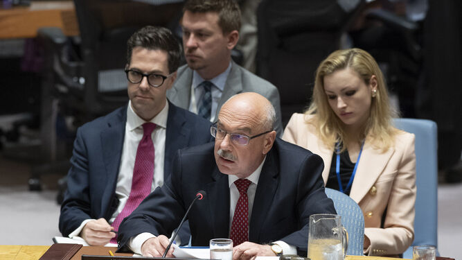 Vladímir Voronkov durante una reunión del Consejo de Seguridad de la ONU