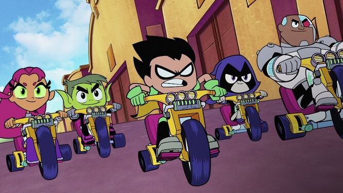 Los cinco superhéroes juveniles de 'Teen Titans go!'.