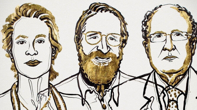 Caricatura de los premiados con el Nobel de Química.