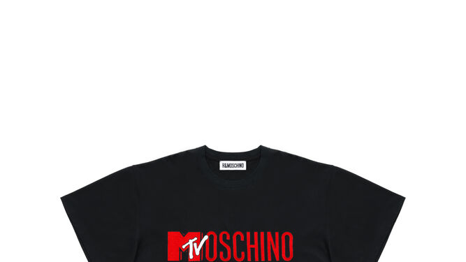 Camiseta negra b&aacute;sica con logo de Moschino tv H&amp;M 34,99 EUR