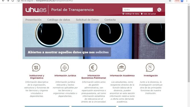 Página web del Portal de Transparencia de la UHU