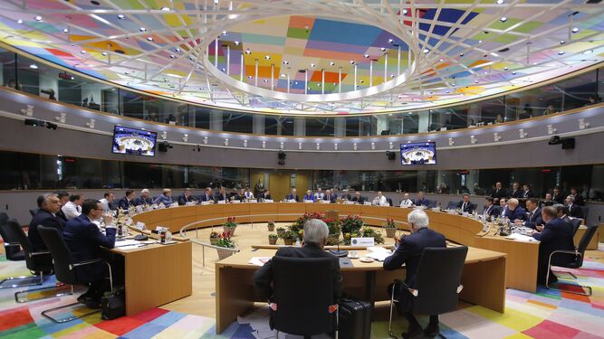 Los líderes europeos durante la reunión celebrada este domingo en Bruselas