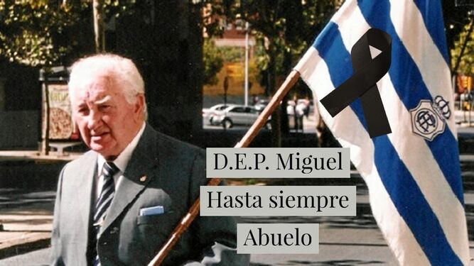 Miguel Muñoz Morelló, el abuelo del Recre, en una imagen del Twitter oficial del Recre.