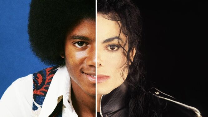 Fotomontaje de Michael Jackson de joven y en la cúspide de su carrera tras estrenar 'Thriller'.