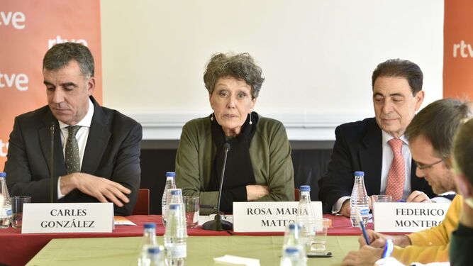 Rosa María Mateo en su última rueda de prensa, en Barcelona