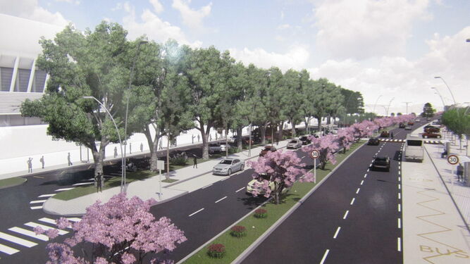 Recreación del aspecto que tendrá la avenida Francisco Montenegro una vez finalizadas las obras.