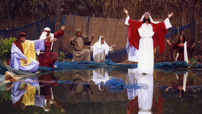 La escena que alude a Jesús como pescador de hombres.