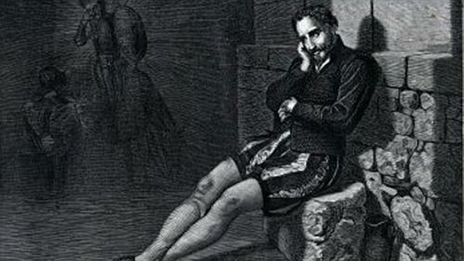Don Miguel de Cervantes, en su celda sevillana.