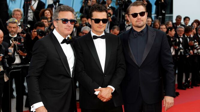 De izquierda a derecha, Alejandro Agag, Orlando Bloom y Leonardo DiCaprio.