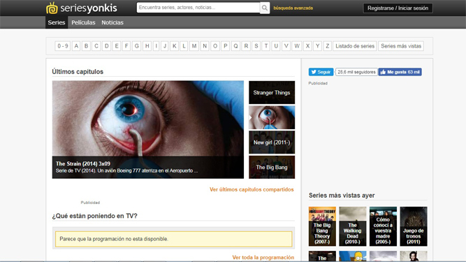 Portal de la web 'seriesyonkis'.