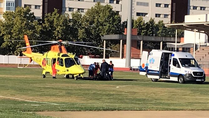 Momento en el que Fernando Redondo es evacuado en helicóptero.
