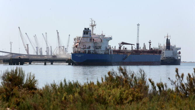 Dos buques amarrados al Muelle Ingeniero Juan Gonzalo en la mañana de ayer en el Puerto de Huelva.
