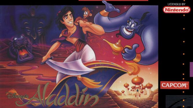 Carátula del videojuego de Aladdin.