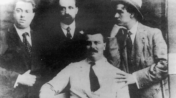 Pedro Morales, músico; Juan Ramón Jiménez, poeta; Manuel Siurot, y Eugenio Hermoso, pintor.