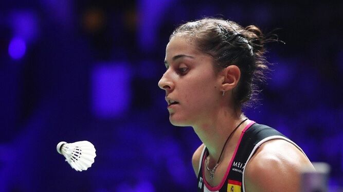 Carolina Marín, concentrada durante uno de los duelos del torneo