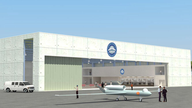 El hangar principal es una de las instalaciones que estaría operativa en el año 2023.