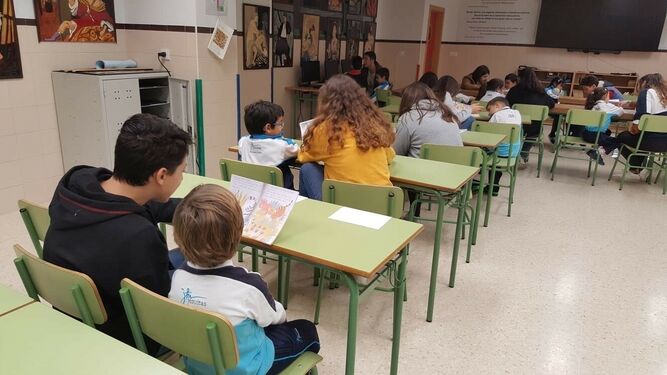 Clase en un colegio en Málaga. Todas las provincias andaluzas estarán en huelga.