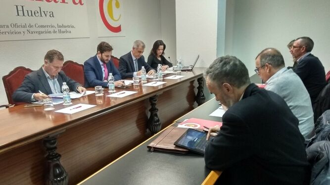 Pleno de la Cámara de Comercio de Huelva, entidad que impulsa el manifiesto en apoyo del proyecto CEUS.