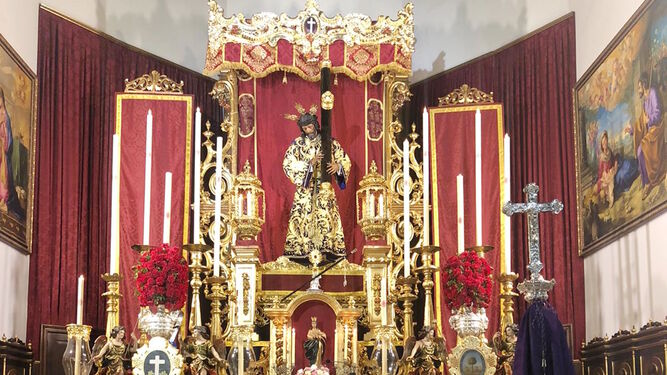 El nazareno en su altar de cultos, de un quinario no celebrado por el coronavirus.