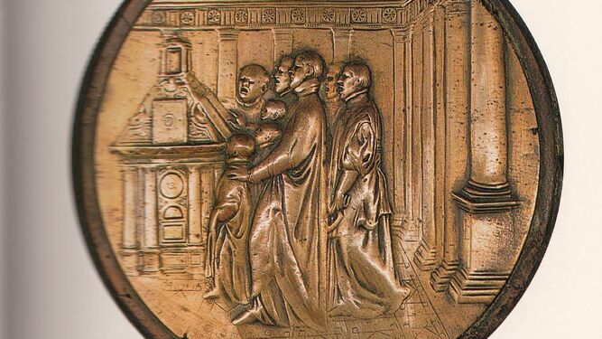 Uno de los medallones de bronce de Bartolomé Morel para el facistol de la Catedral de Sevilla.