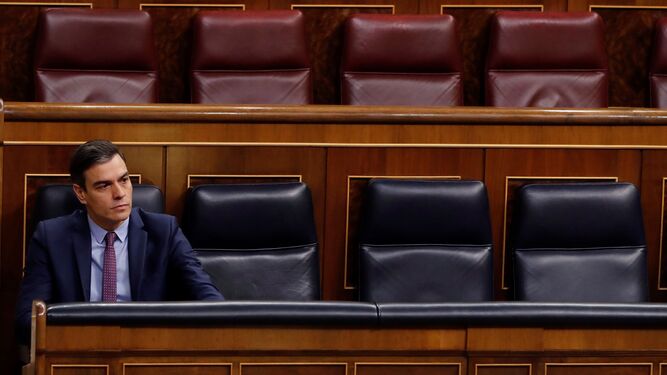 El presidente del Gobierno, Pedro Sánchez, en la última sesión de control al Gobierno en el Congreso.