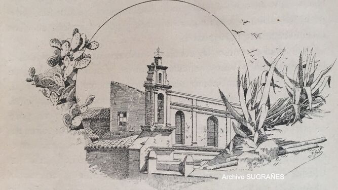 Aspecto del santuario de la Cinta a finales del siglo XIX, tal y como se encontraba cuando era destinado a lazareto.