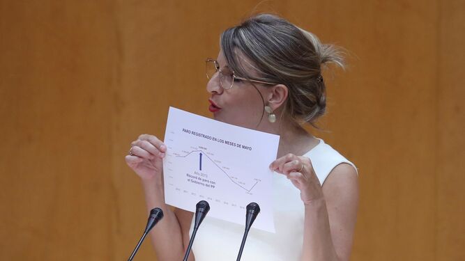 La ministra de Trabajo, Yolanda Díaz, esta semana en el Congreso.