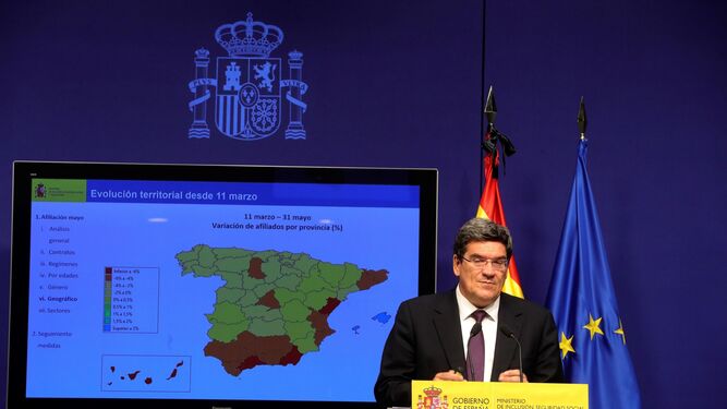El ministro de Inclusión, José Luis Escrivá, este martes en rueda de prensa
