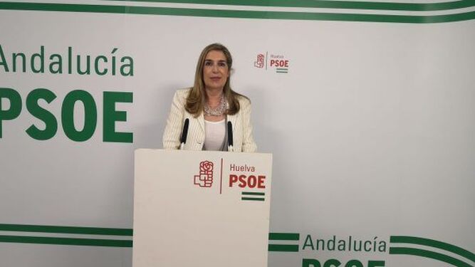 La parlamentaria Andaluza Manuela Serrano, en una conferencia de prensa.