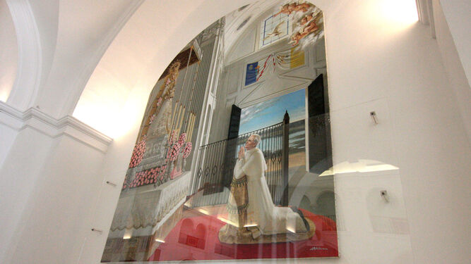 Ilustración de Juan Pablo II en la ermita de El Rocío.